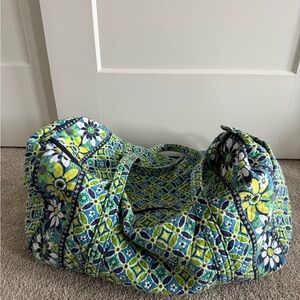 Vera Bradley Blue Green Floral Quilted Travel Duffel